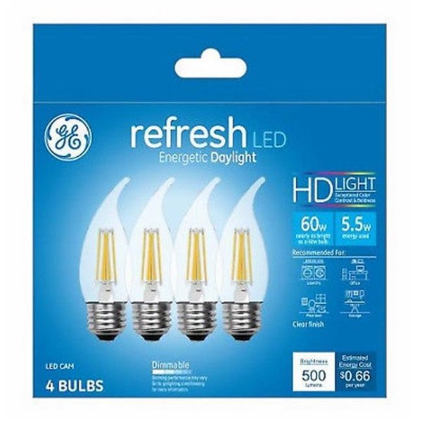 Current GE Lighting 240175 5.5W Candle Shape Daylight Light Color Clear Bulb - Pack of 4 240175